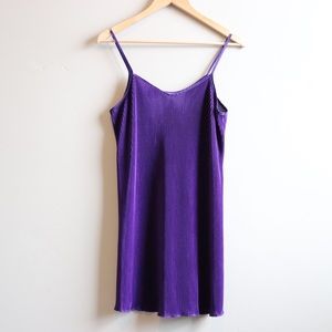 Pleated Purple Silk Slip Dress